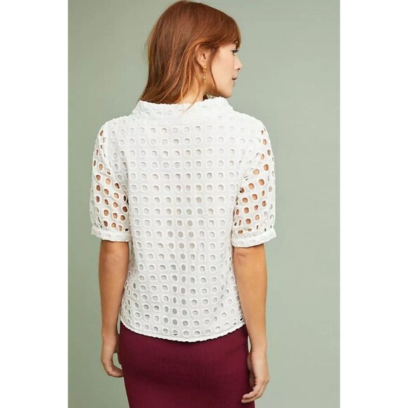 NEW ANTHROPOLOGIE WHITE EUDORA EYELET TOP BY WOLVEN SZ 8 - Picture 5 of 10